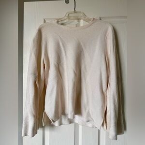 Madewell, Light Cream Long Sleeve Knit Top with Pleated Sleeve - XL